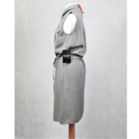 Pure Silk Collection Essential Shirt Dress Black Natural Geo Print Size 4 NWT - Picture 13 of 15